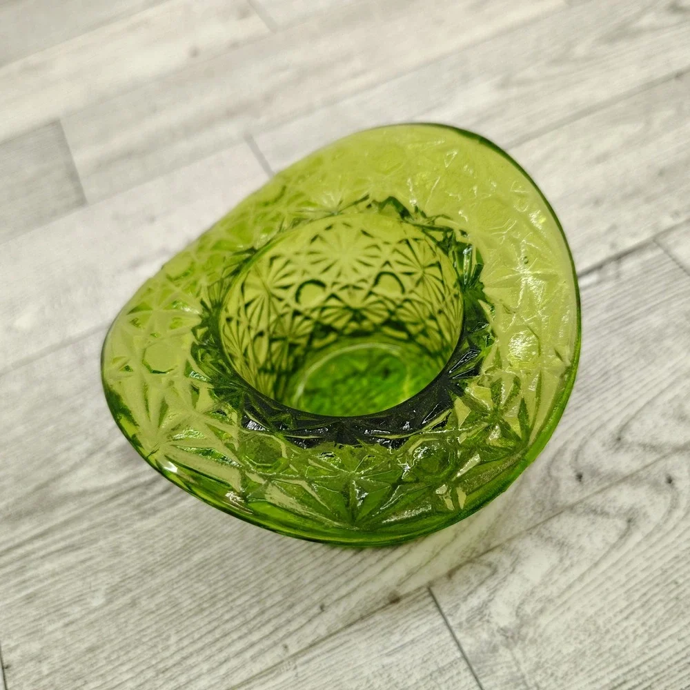 Green Glass Top Hat Vintage Whimsy Decor Collectible Display Toothpick Holder - Picture 2 of 10